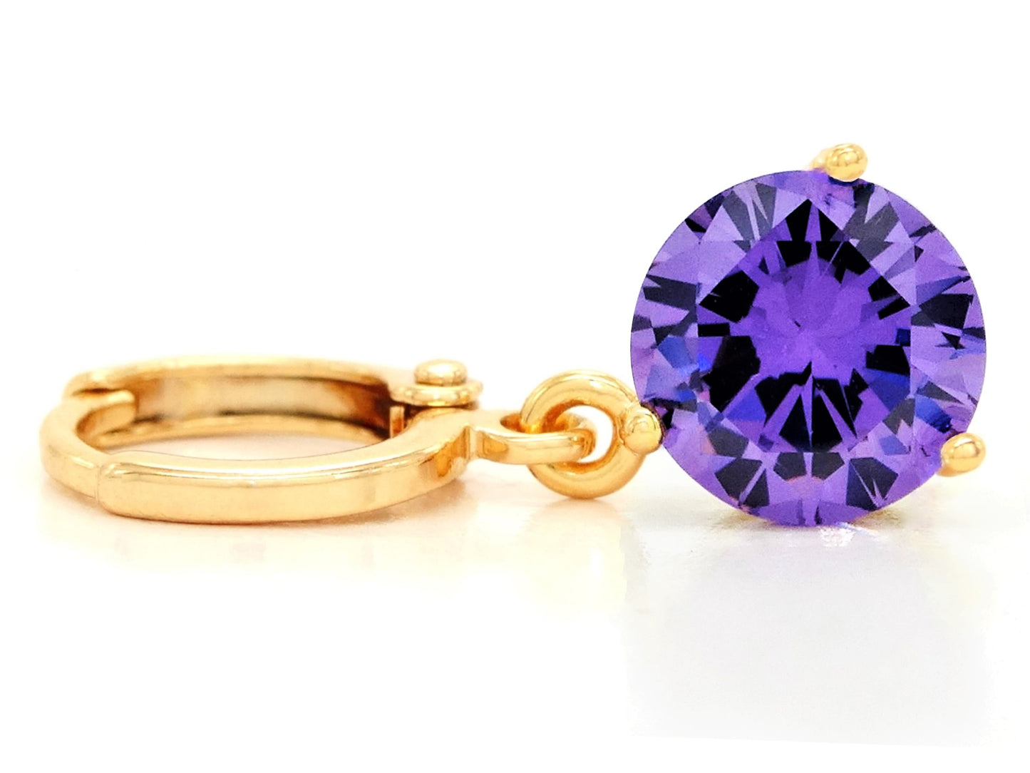 Purple gem gold earrings FRONT