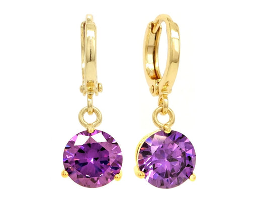 Purple gem gold earrings