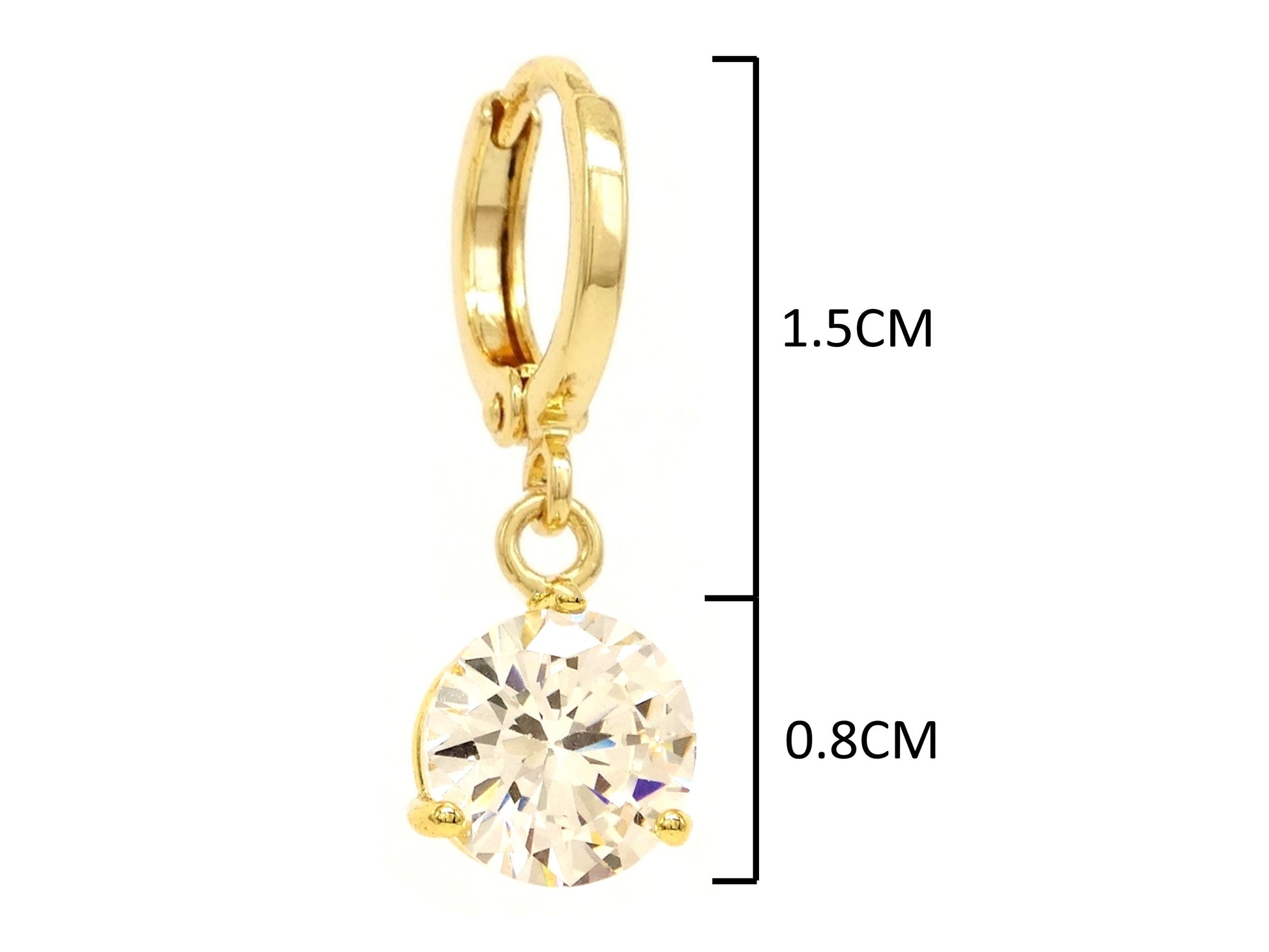 Clear gem gold necklace and earrings MEASUREMENT
