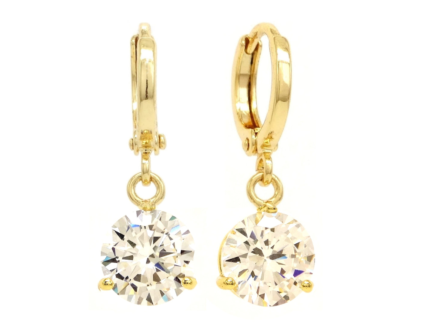 Clear gem gold drop earrings