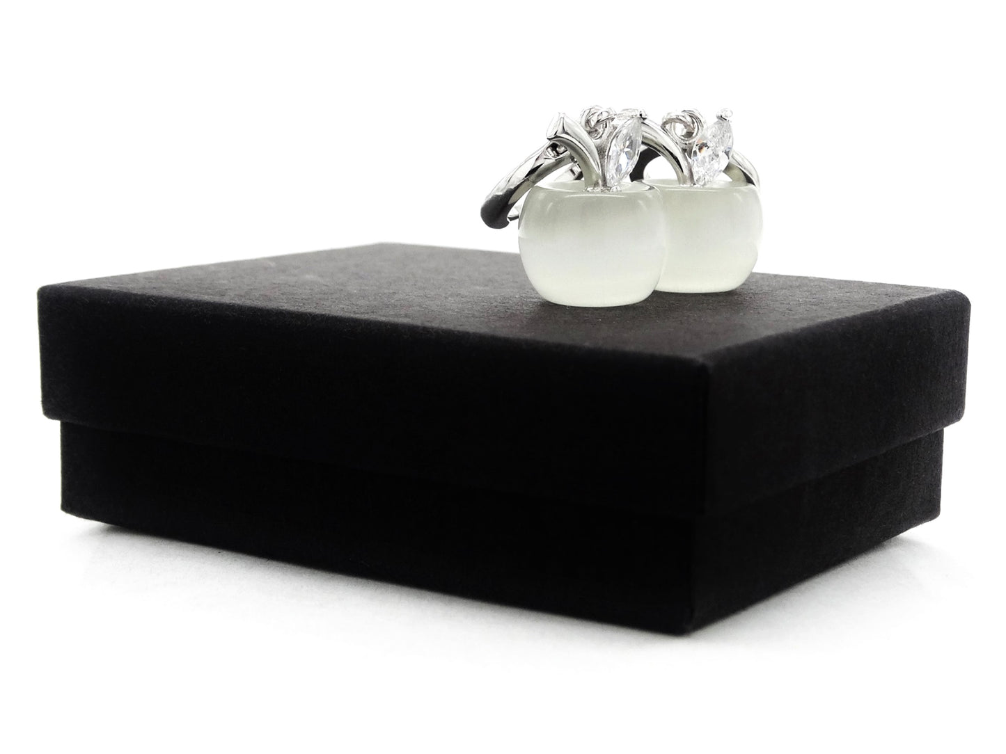 White apple hoop earrings GIFT BOX