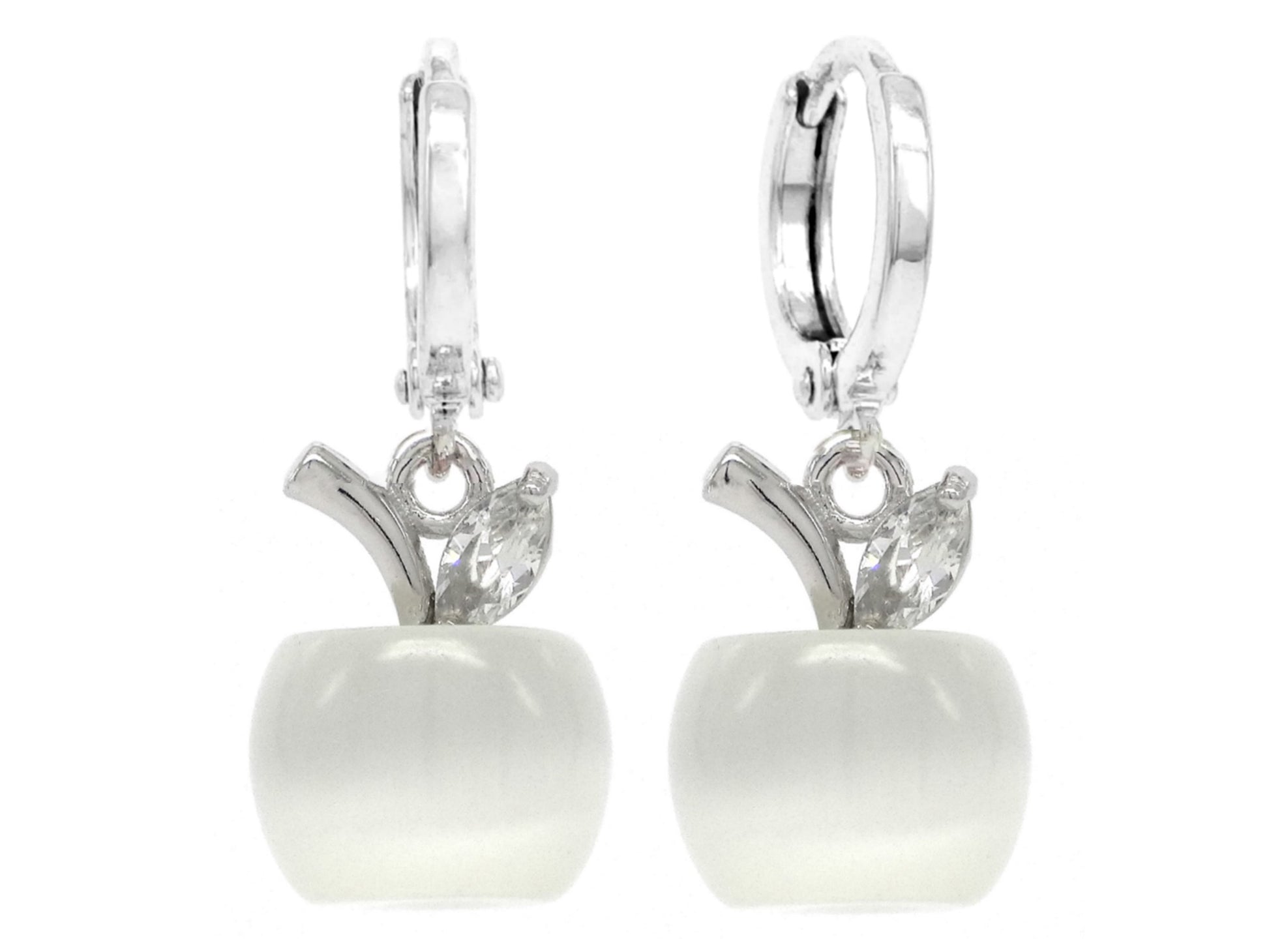 White apple hoop earrings MAIN