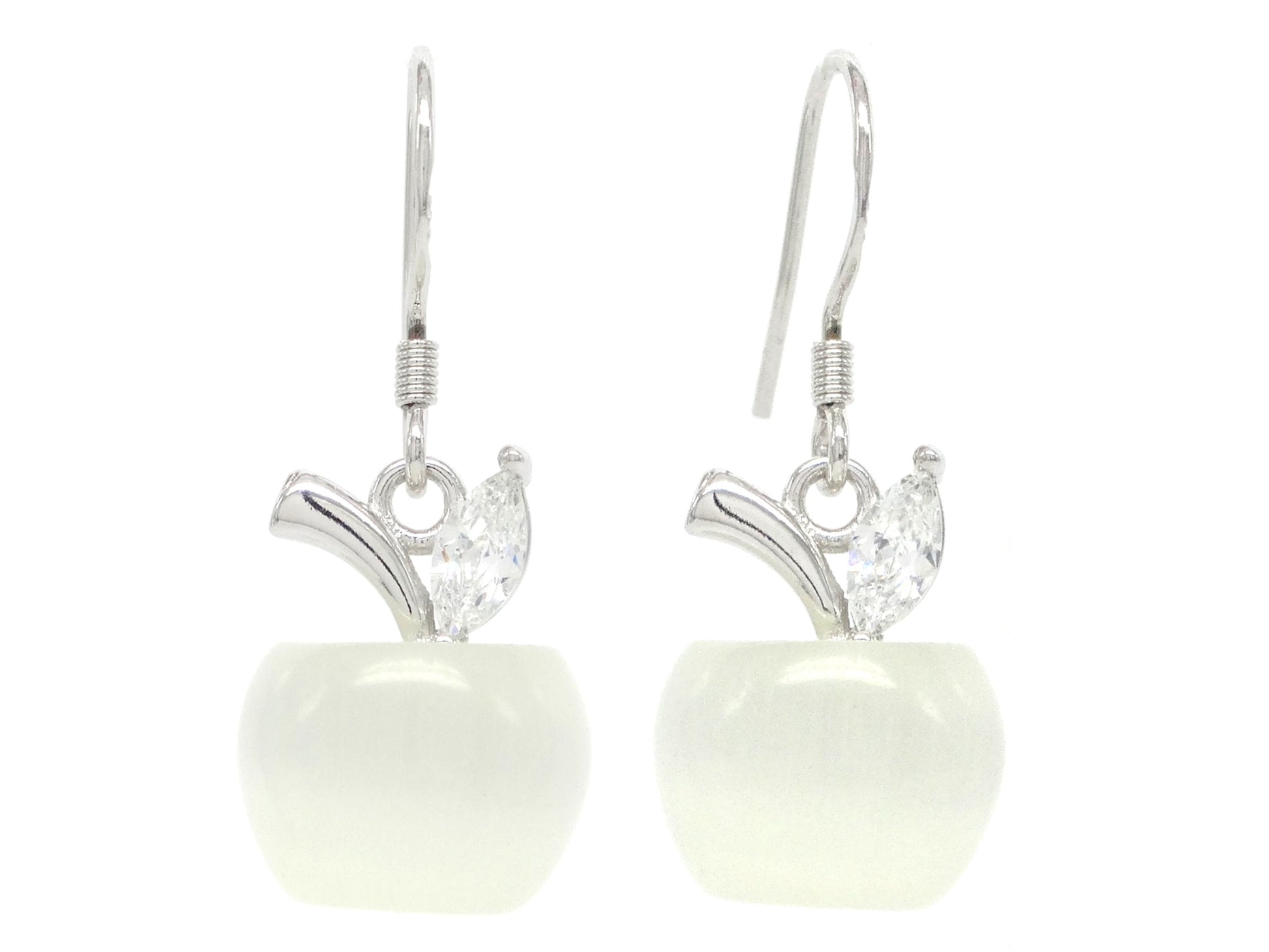 White apple earrings