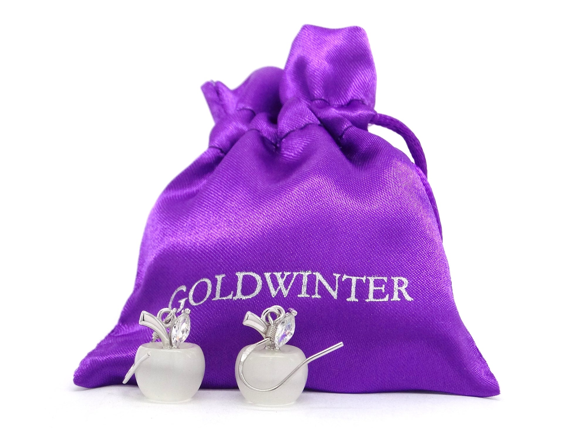 White apple earrings GIFT BAG
