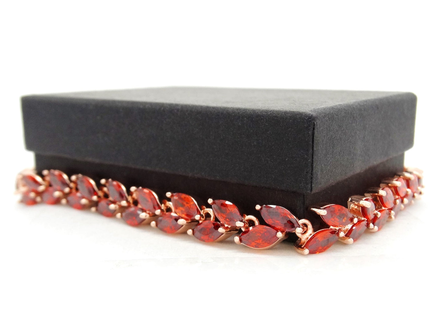 Red marquise rose gold bracelet GIFT BOX