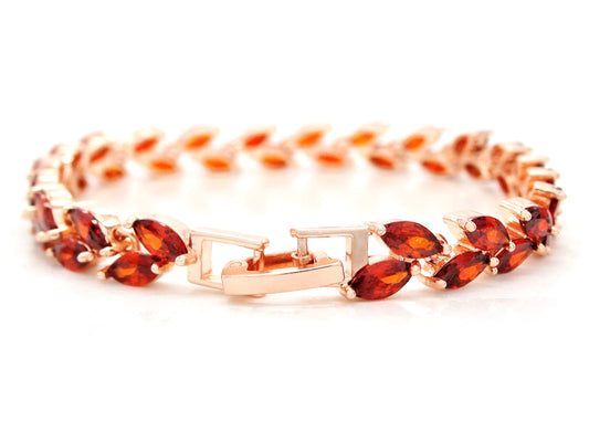 Red marquise rose gold bracelet BACK