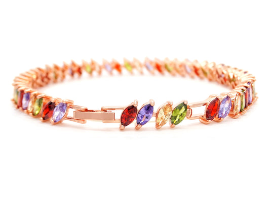 Different colored marquise rose gold bracelet BACK