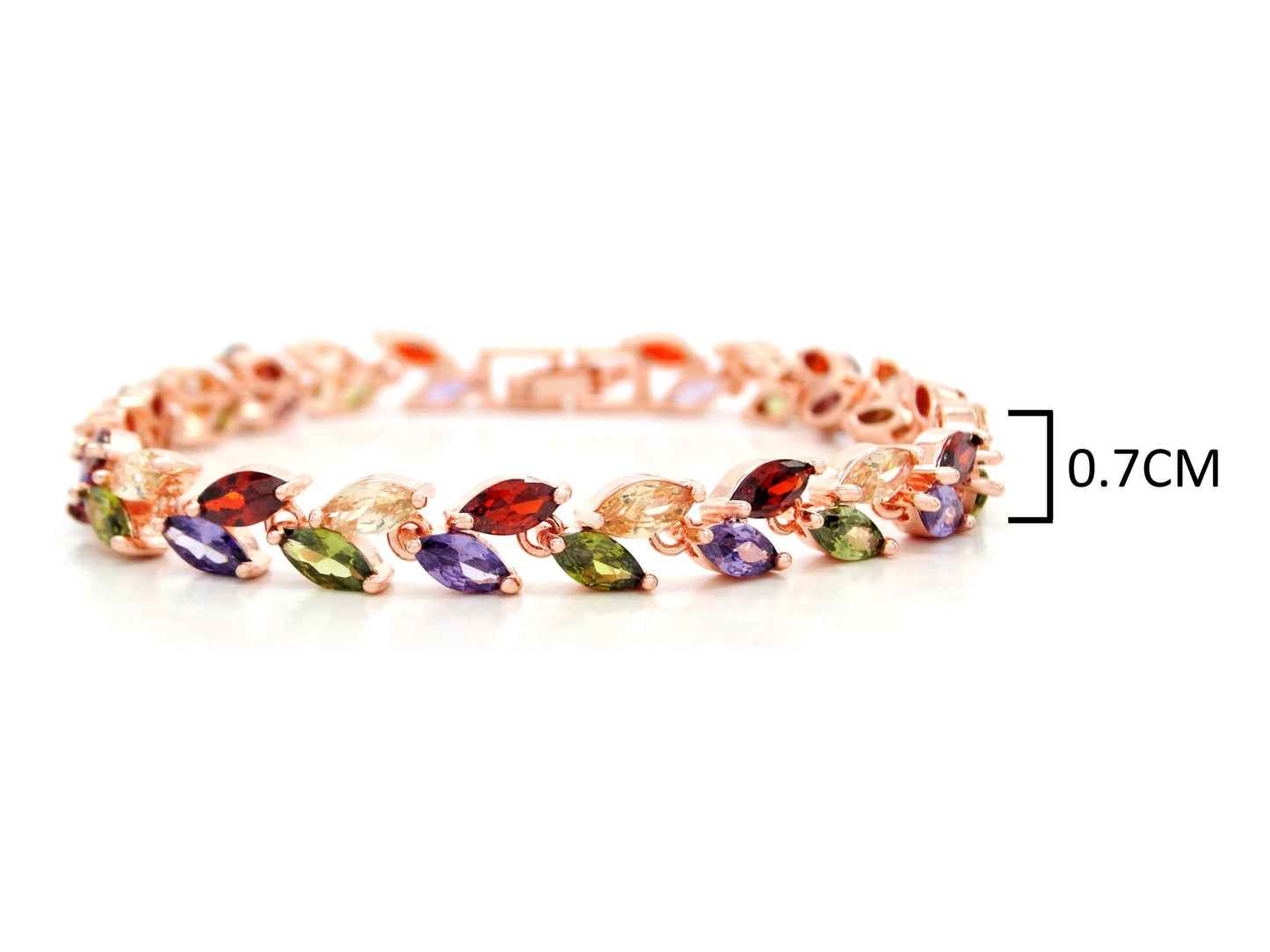 Different colored marquise rose gold bracelet MEASUREMENT