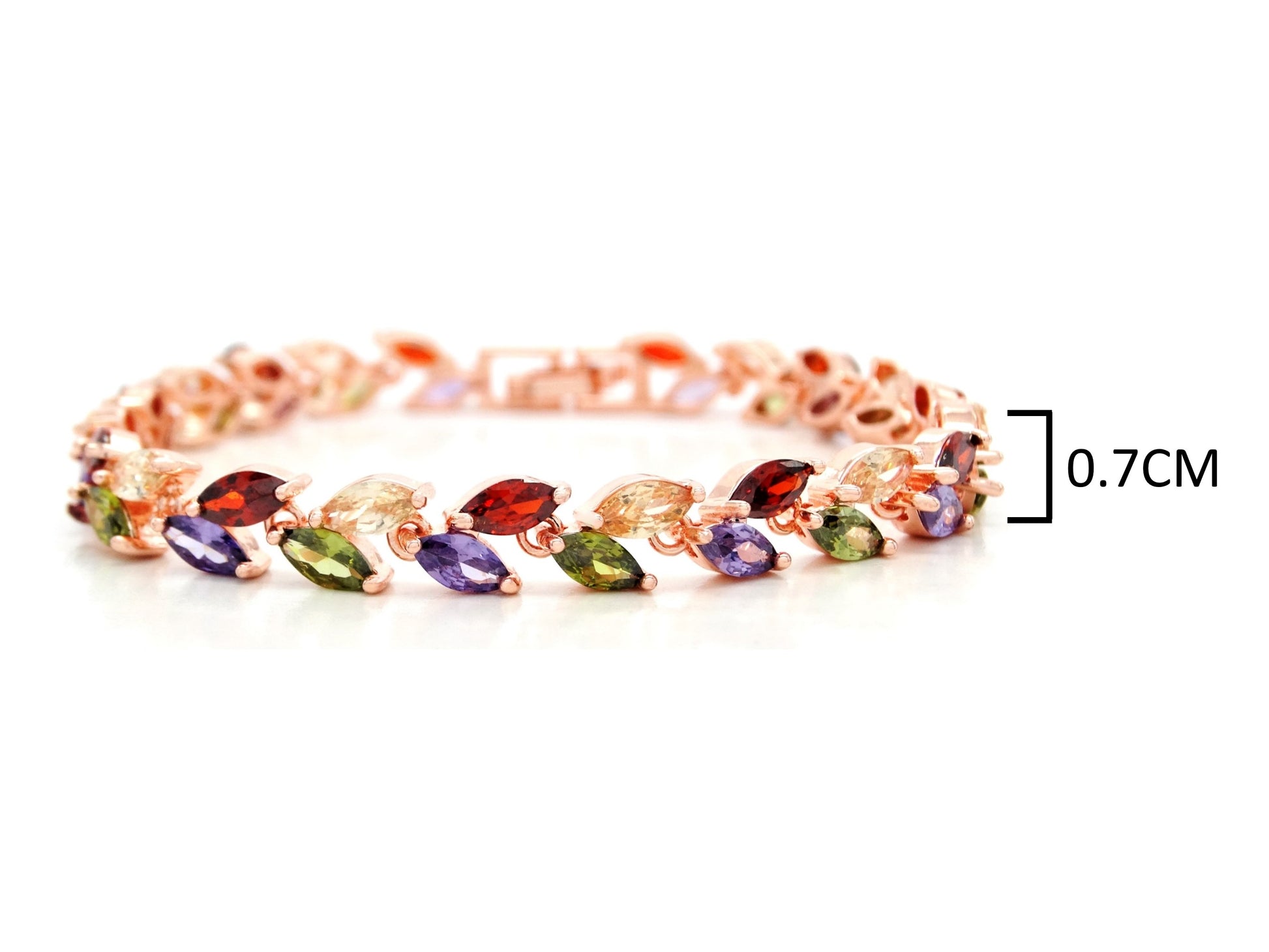 Different colored marquise rose gold bracelet MEASUREMENT