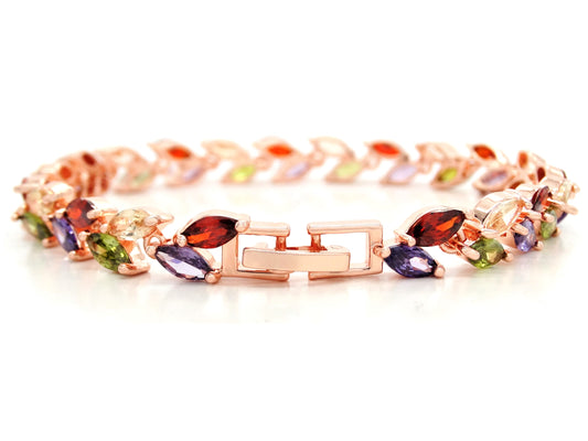 Different colored marquise rose gold bracelet BACK