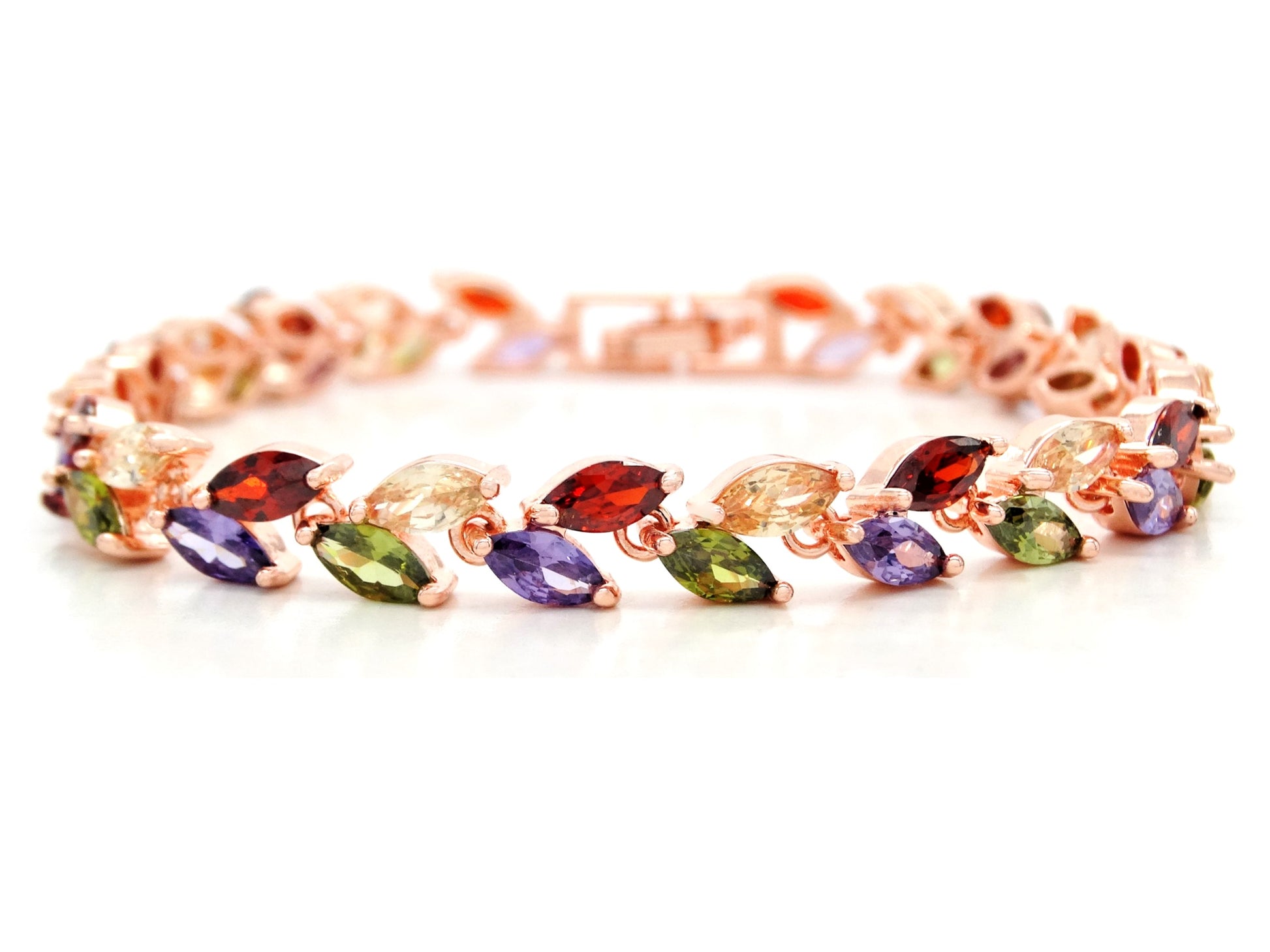 Different colored marquise rose gold bracelet MAIN