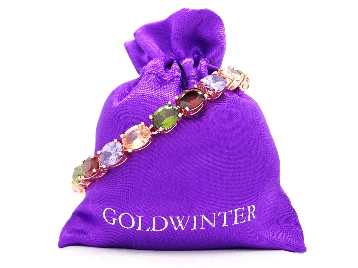 Rose gold different colored oval gems bracelet GIFT BAG