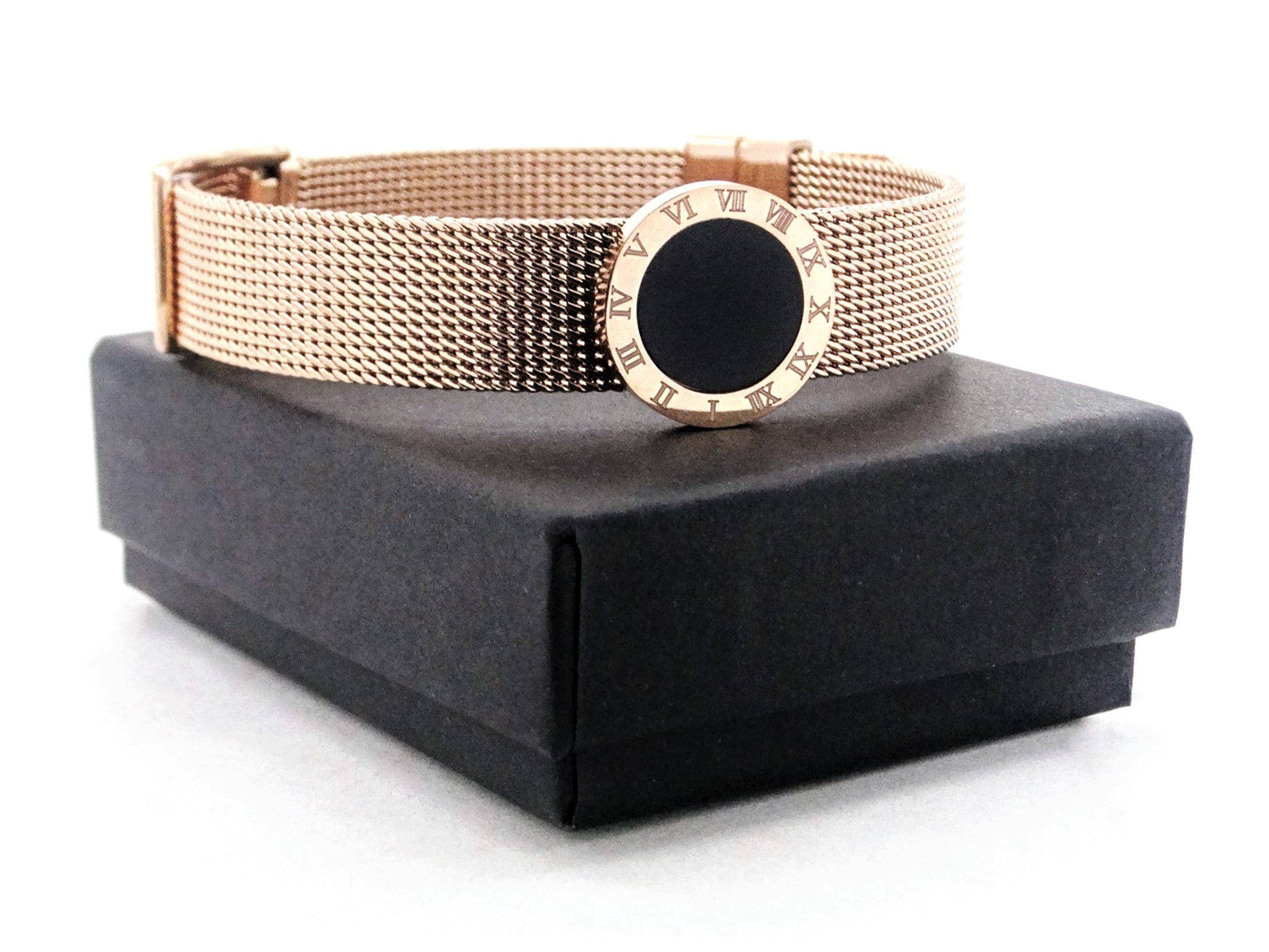 Rose gold black moonstone belt bracelet GIFT BOX
