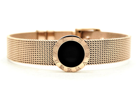 Rose gold black moonstone belt bracelet MAIN