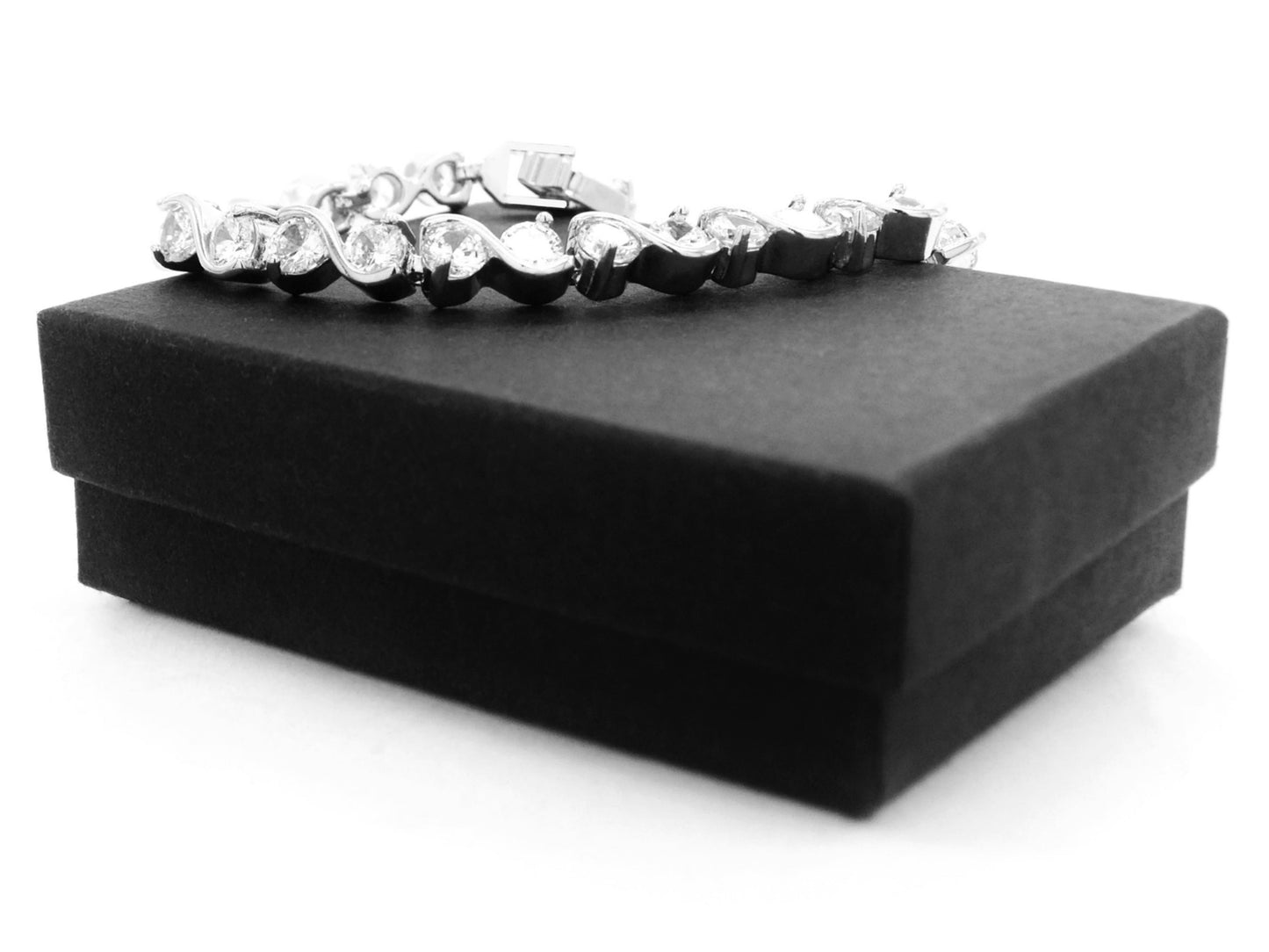 White gold gems bracelet GIFT BOX