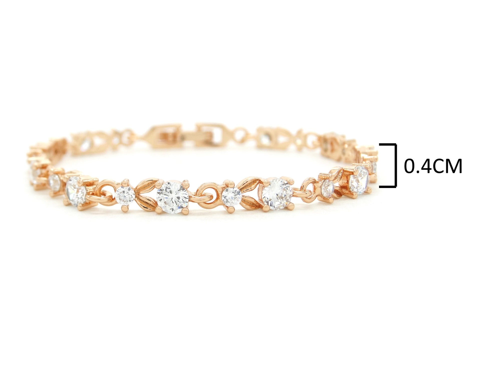 Yellow gold round white gems bracelet MEASUREMENT