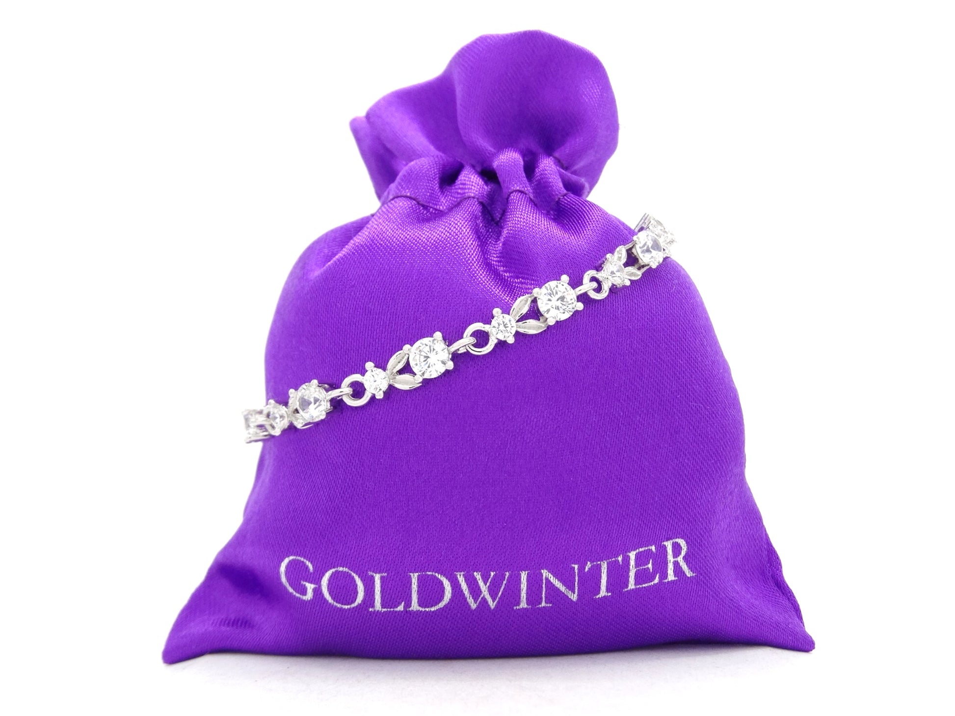 White gold round white gems bracelet GIFT BAG