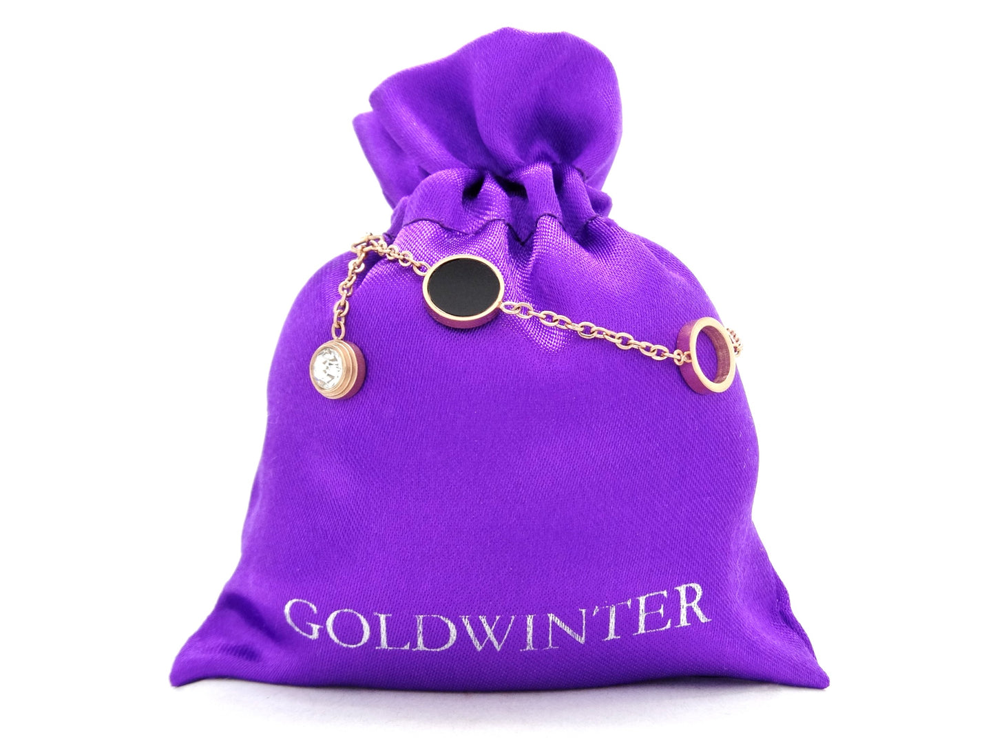 Black and white gem moonstone rose gold bracelet GIFT BAG