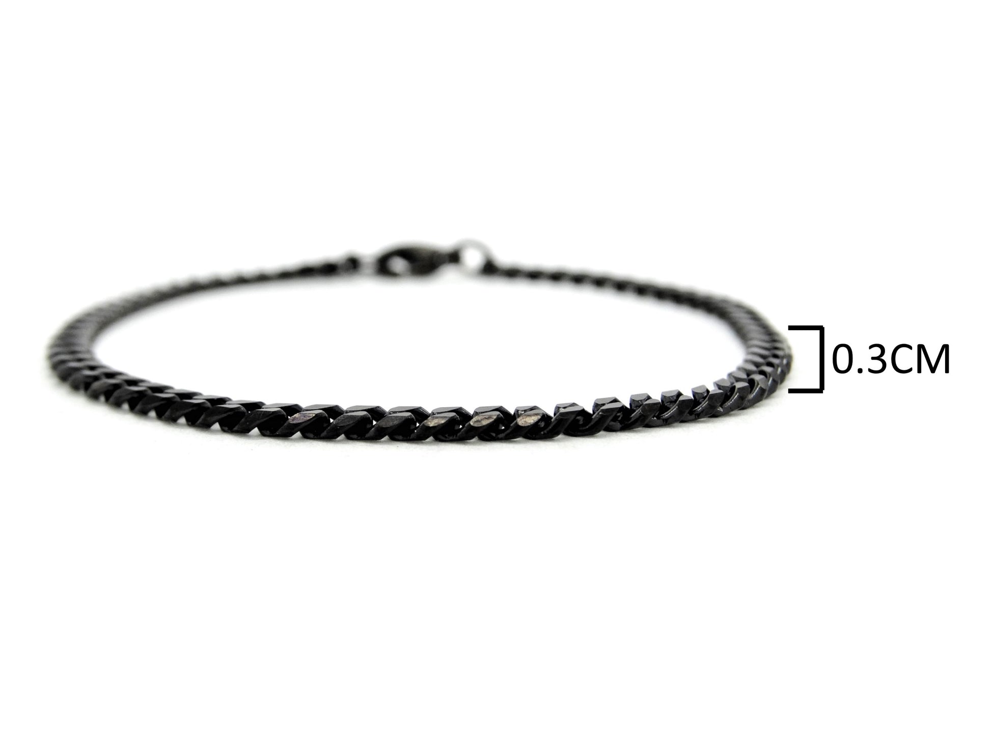 Black stainless steel thin chain bracelet MEASUREMENT