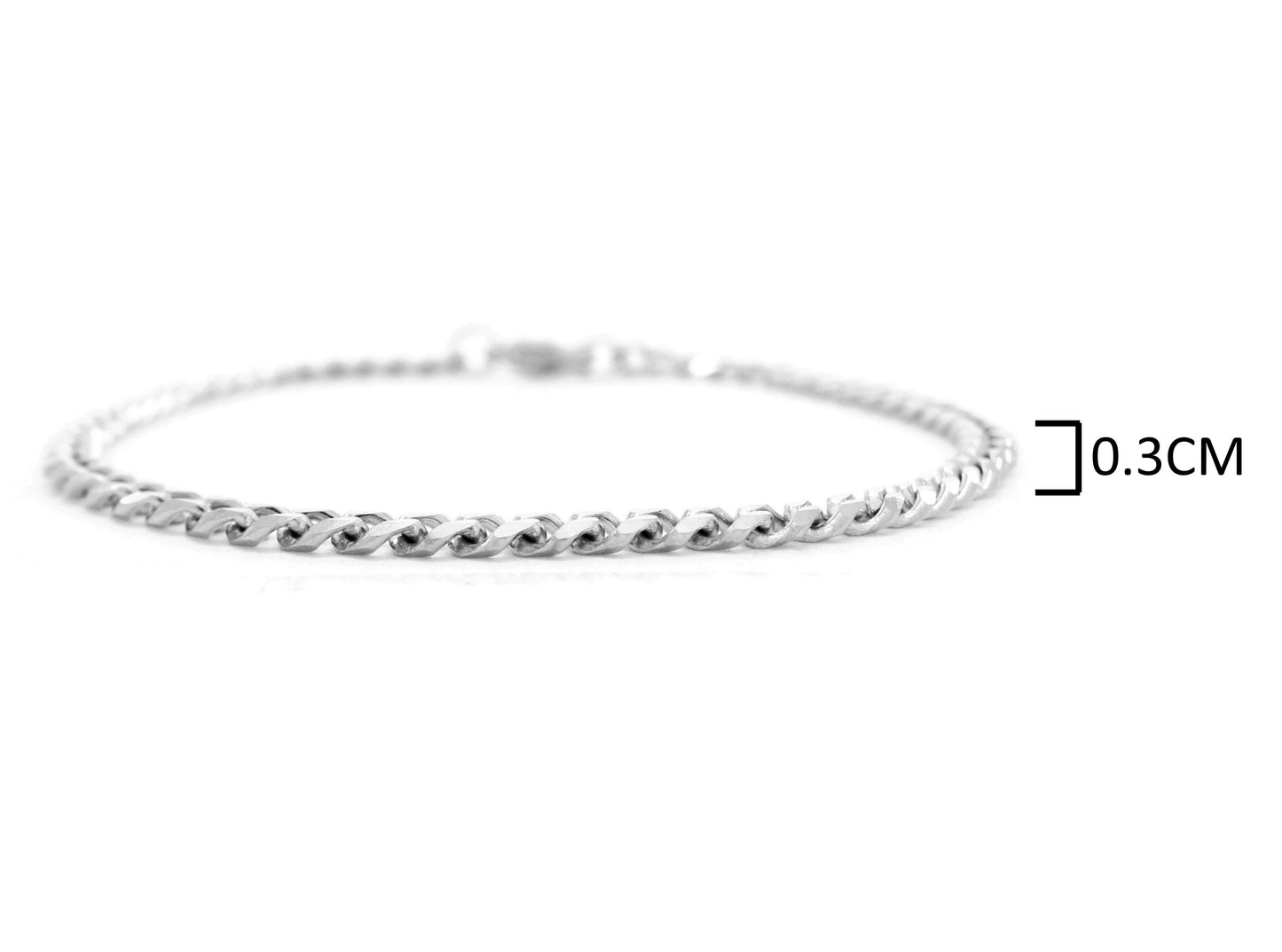 Sterling silver thin chain bracelet MEASUREMENT