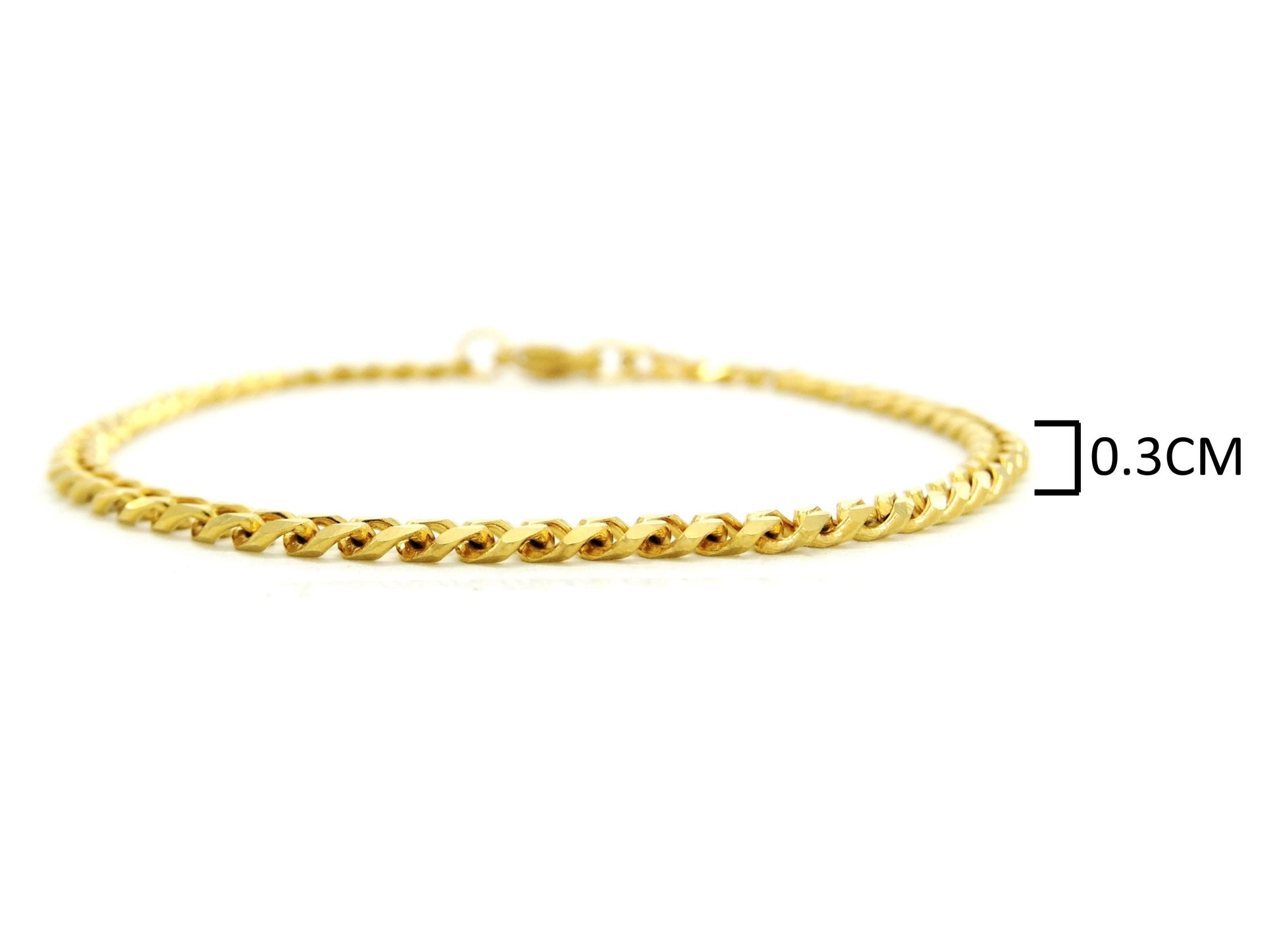 Yellow gold thin chain bracelet MEASUREMENT