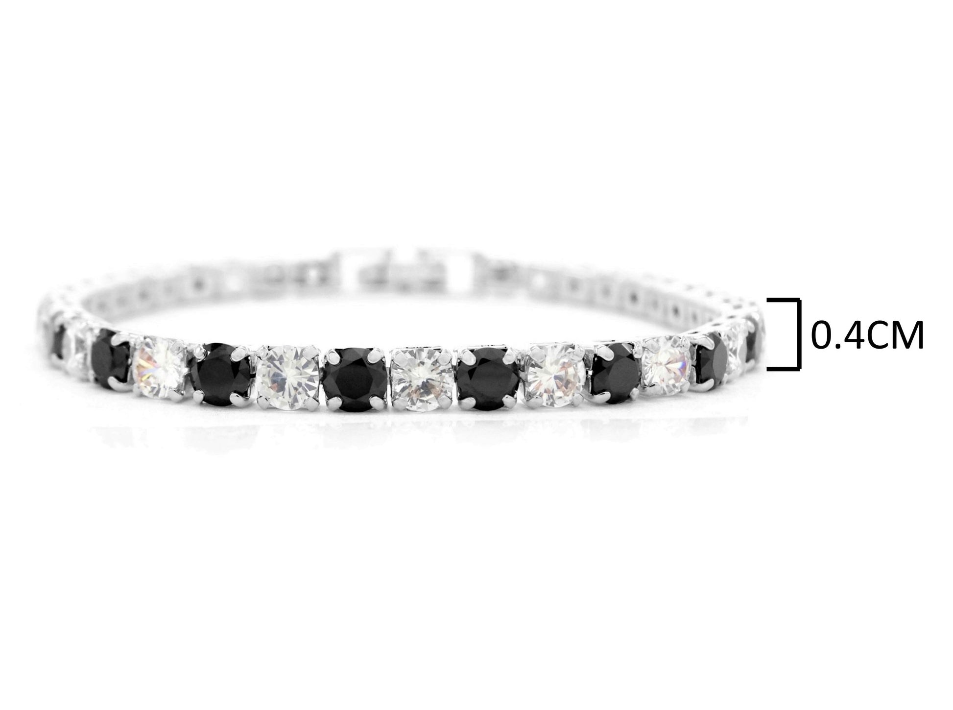 Black and white gems white gold tennis bracelet MEASUREMENT