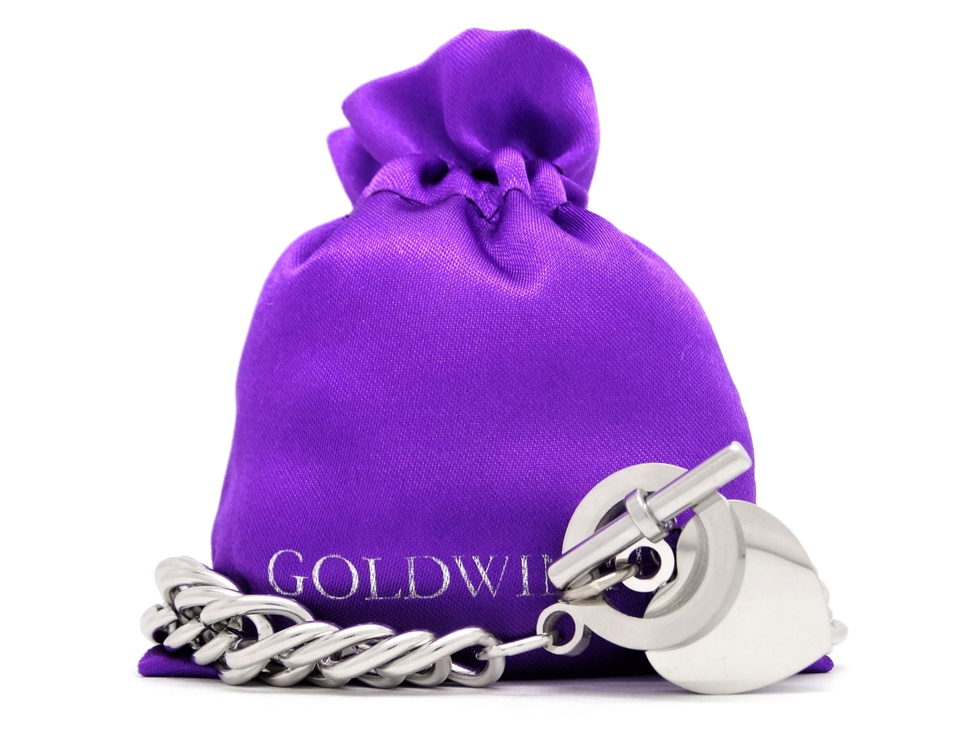 White gold double curb link heart bracelet GIFT BAG