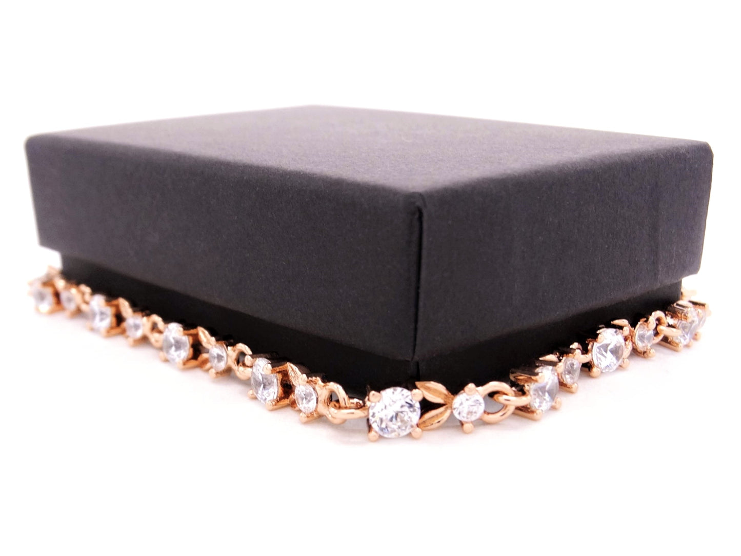 Rose gold round white gems bracelet GIFT BOX