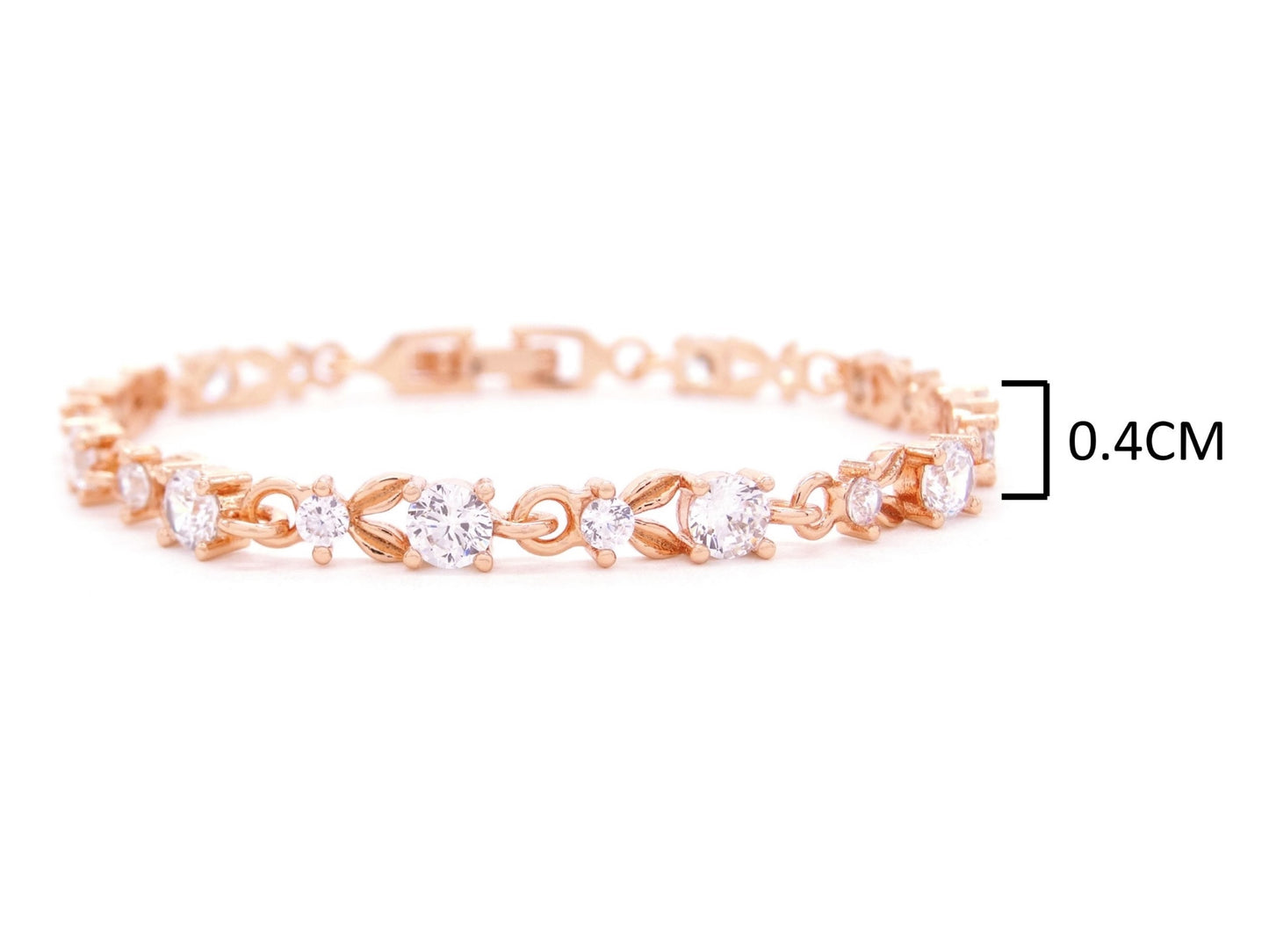 Rose gold round white gems bracelet MEASUREMENT