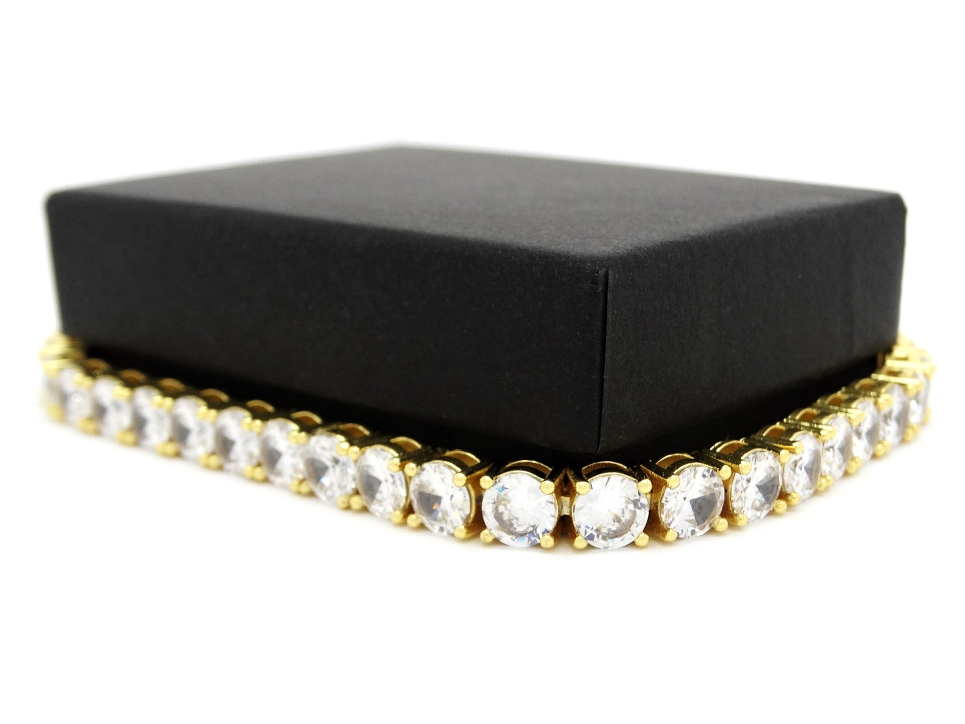 Yellow gold round white tennis bracelet GIFT BOX