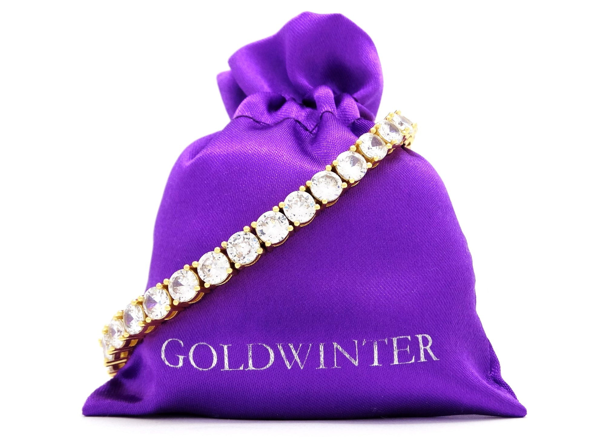 Yellow gold round white tennis bracelet GIFT BAG
