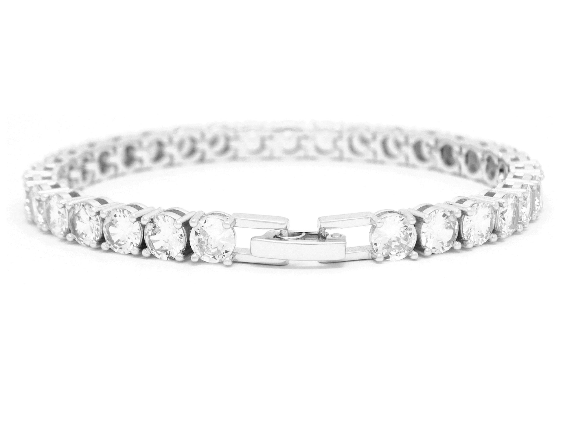 White gold round white tennis bracelet BACK