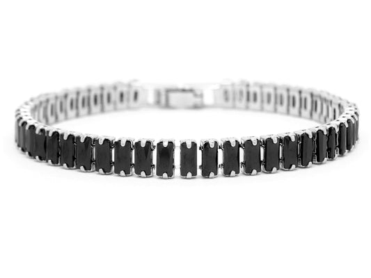 Black moonstone baguette tennis bracelet MAIN