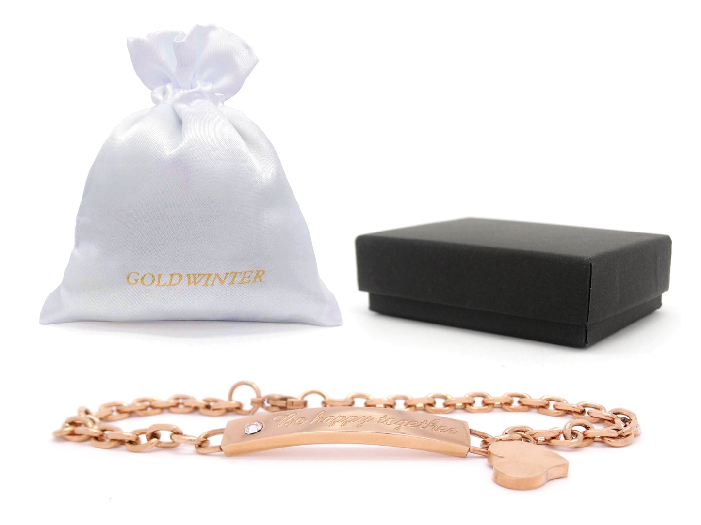 Be happy together engraved rose gold bracelet GIFT BAG AND BOX