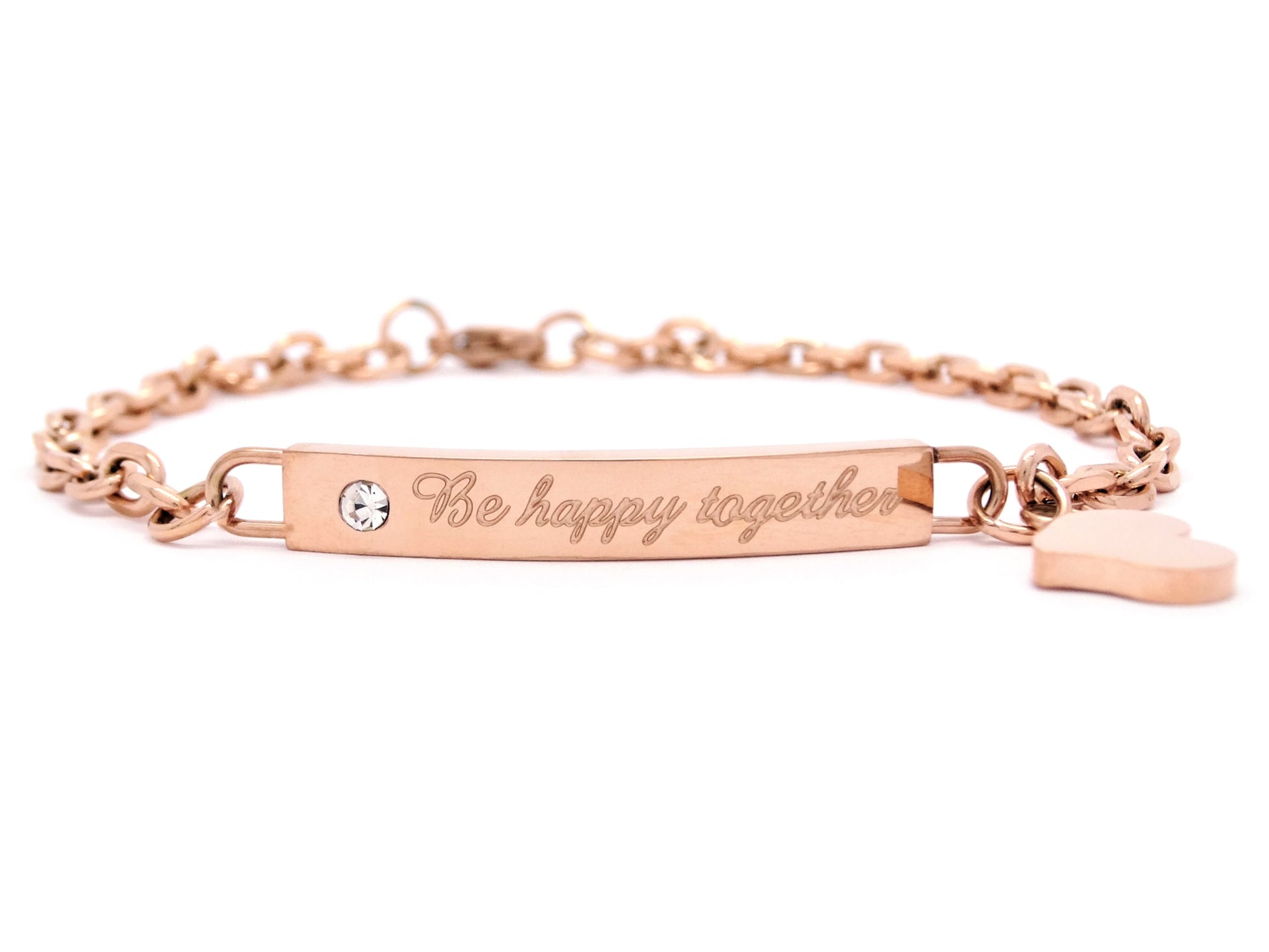 Be happy together engraved rose gold bracelet MAIN