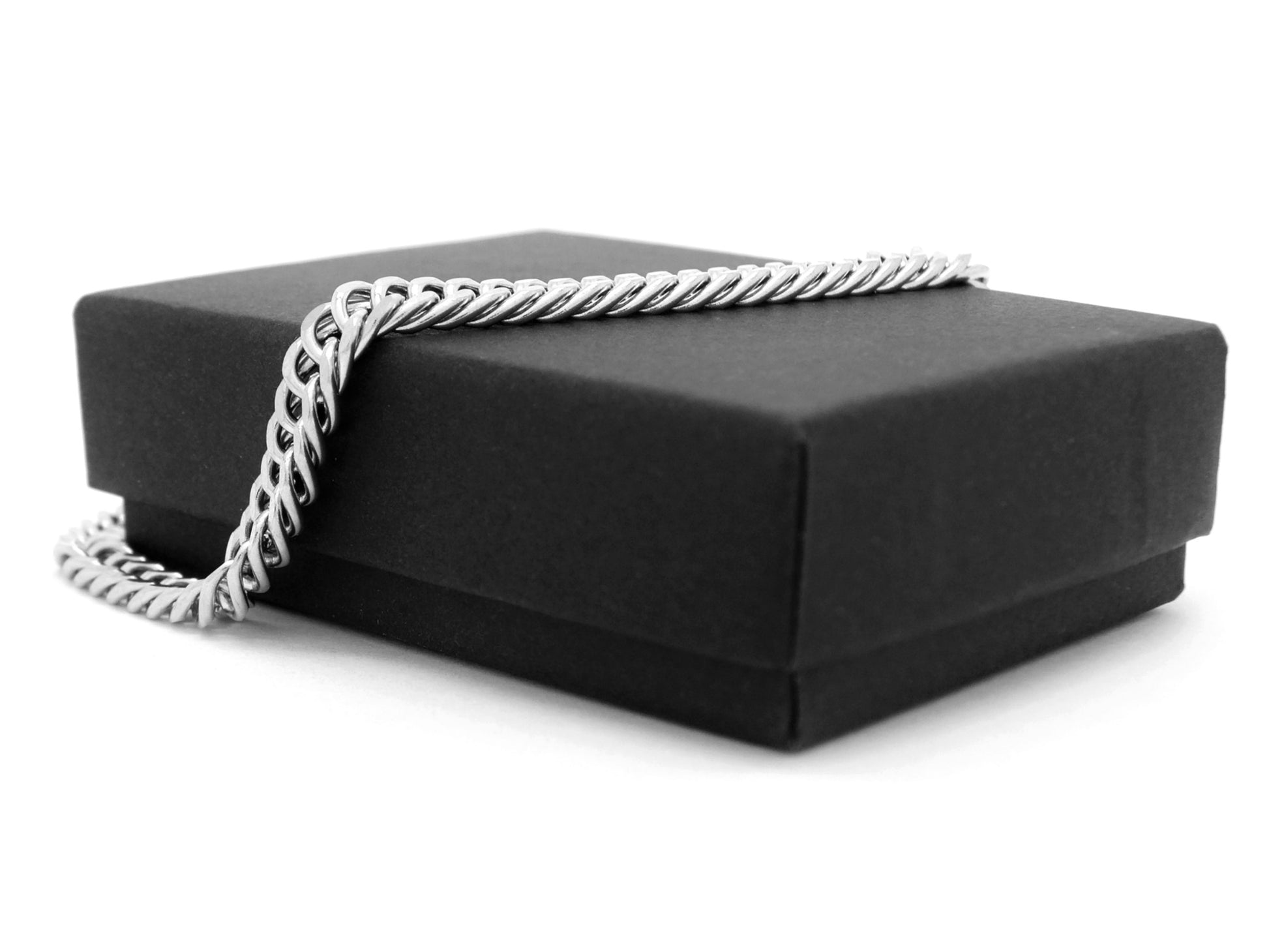 Thin stainless steel double curb link chain bracelet GIFT BOX