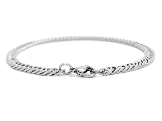 Thin stainless steel double curb link chain bracelet BACK