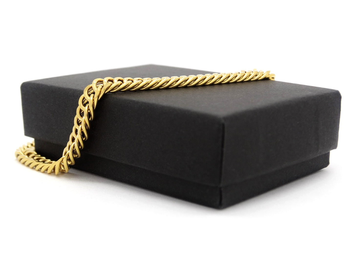 Thin gold double curb link chain bracelet GIFT BOX