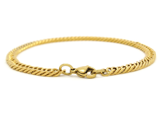 Thin gold double curb link chain bracelet BACK