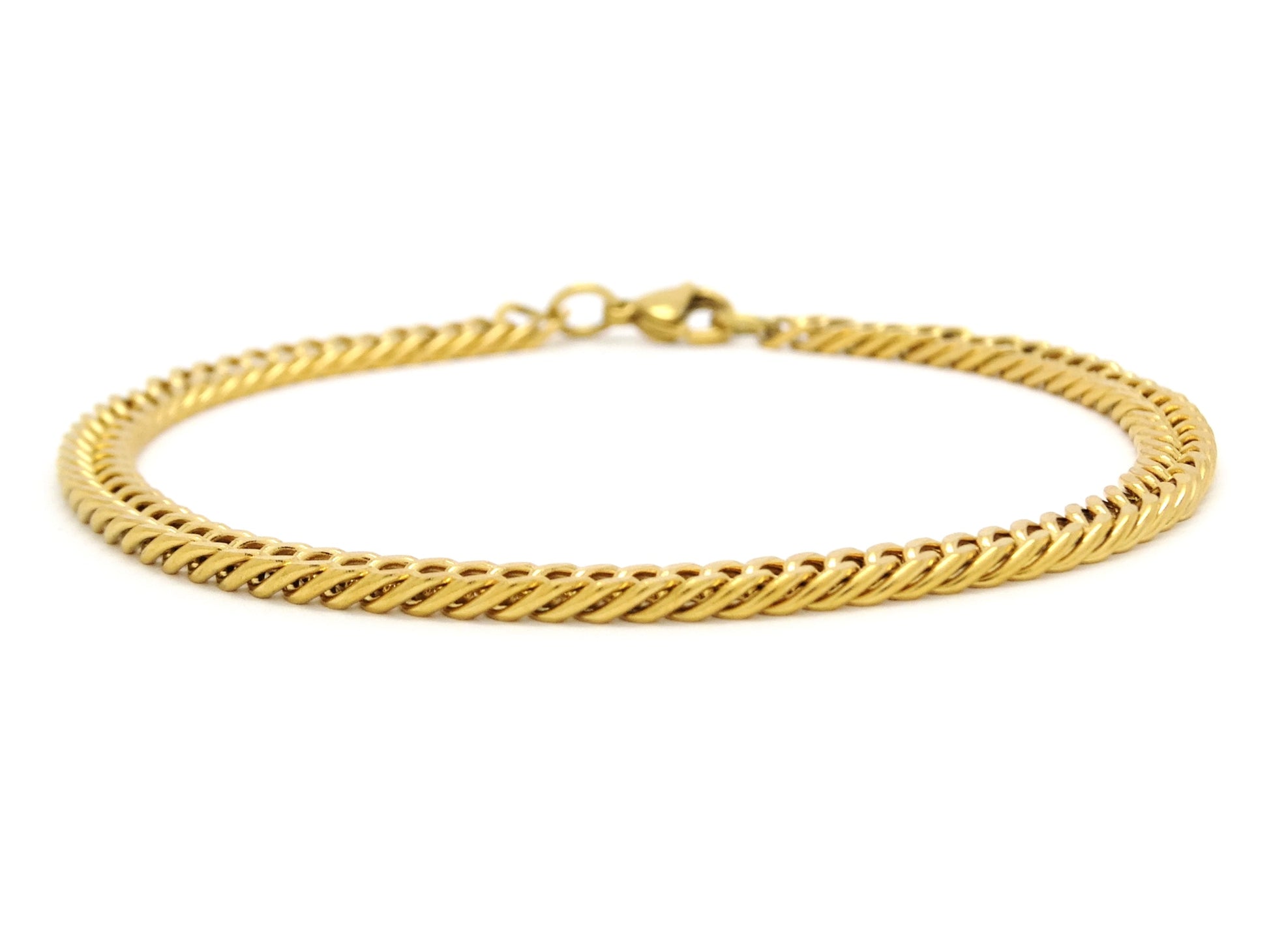 Thin gold double curb link chain bracelet MAIN