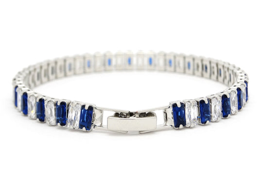 Blue and white baguette tennis bracelet BACK