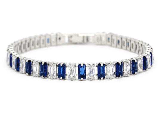 Blue and white baguette tennis bracelet MAIN