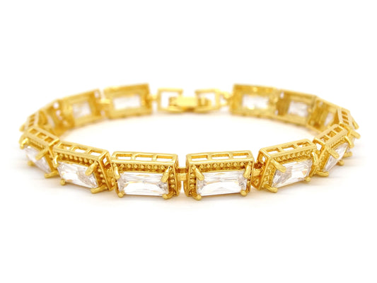 Yellow gold 14 baguette gems tennis bracelet MAIN