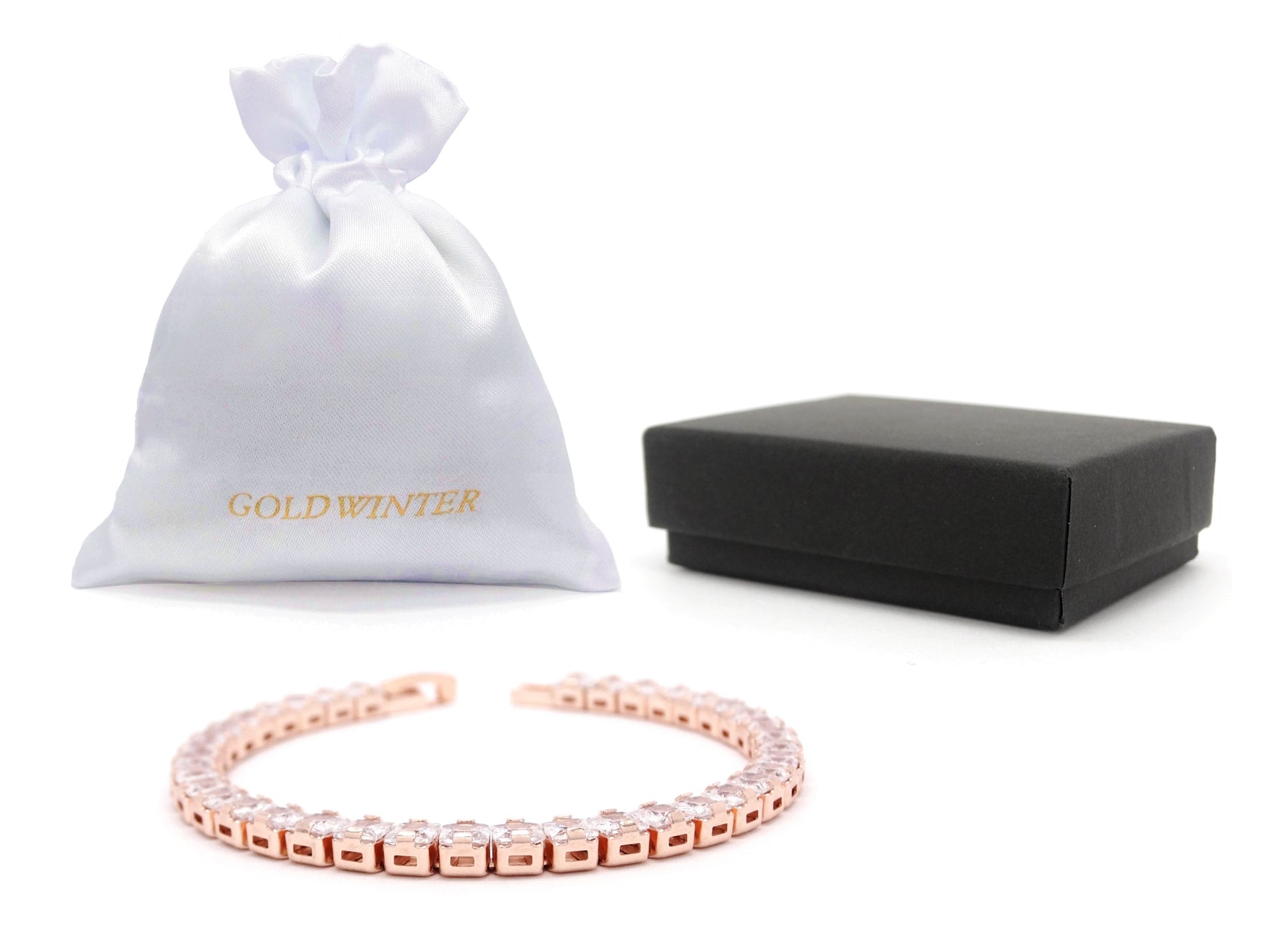 Rose gold princess white tennis bracelet GIFT BAG AND BOX