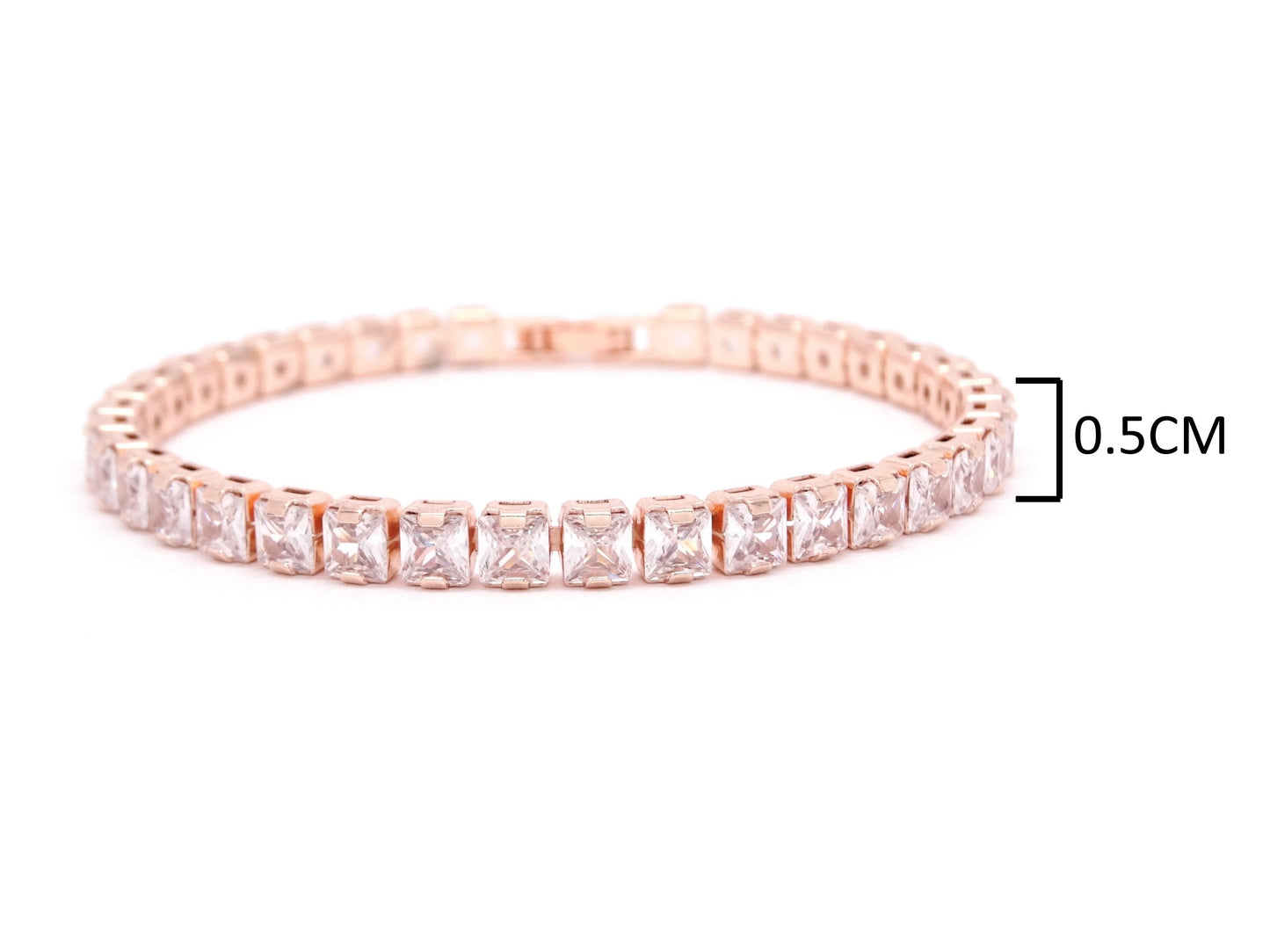 Rose gold princess white tennis bracelet MEASUREMENT