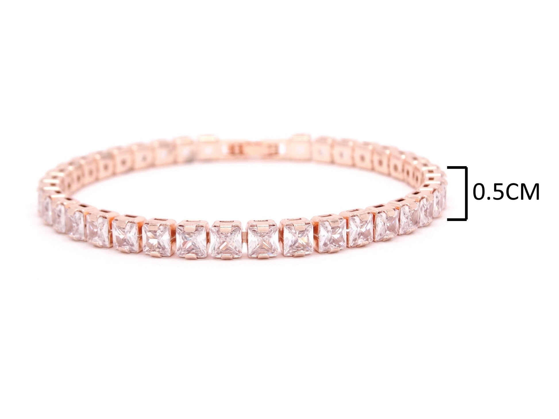Rose gold princess white tennis bracelet MEASUREMENT