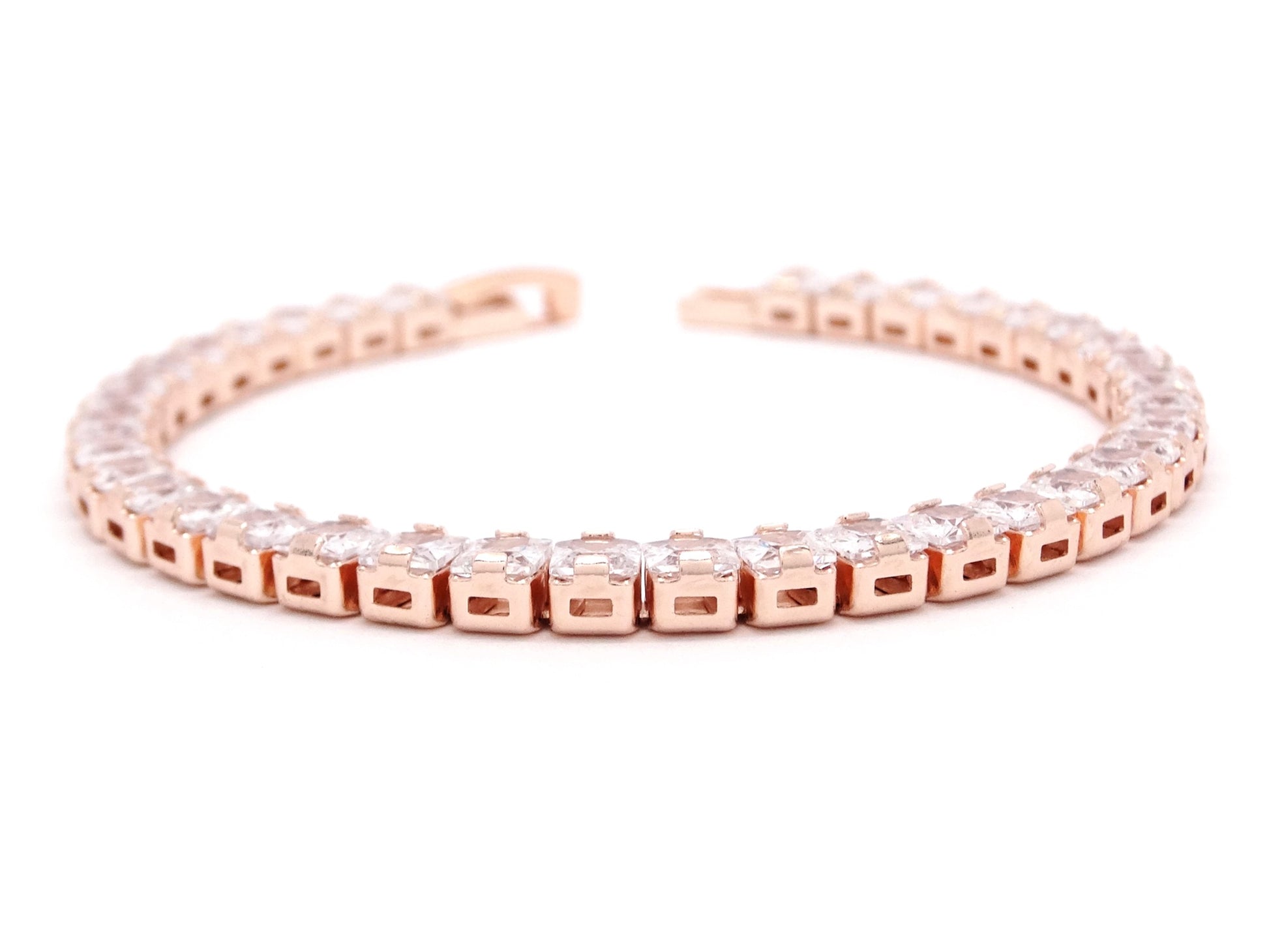 Rose gold princess white tennis bracelet DISPLAY