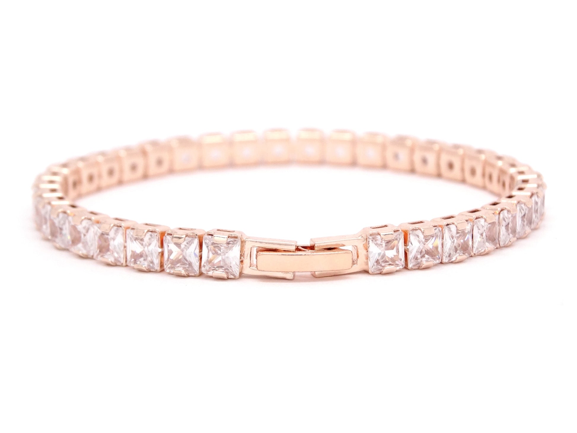 Rose gold princess white tennis bracelet BACK