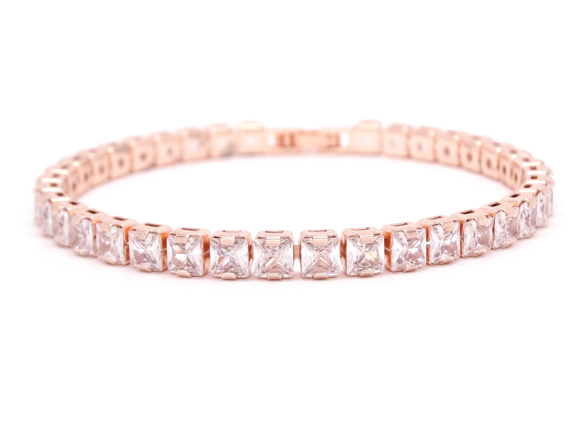 Rose gold princess white tennis bracelet MAIN