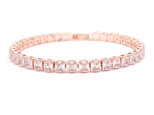 Rose gold princess white tennis bracelet MAIN